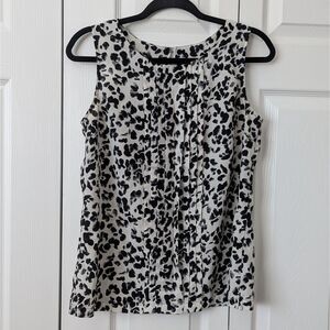 Merona Blouse Black/White Sleeveless Career Top Medium